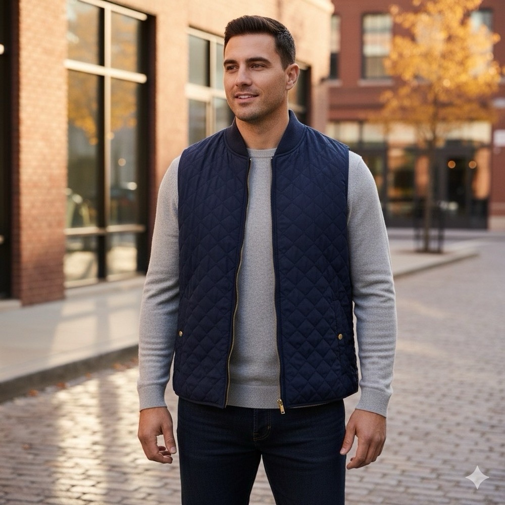 Sean John‎ AKA Puff Daddy Men's Quilted Zip Front Vest Navy Blue 3XL Lightweight